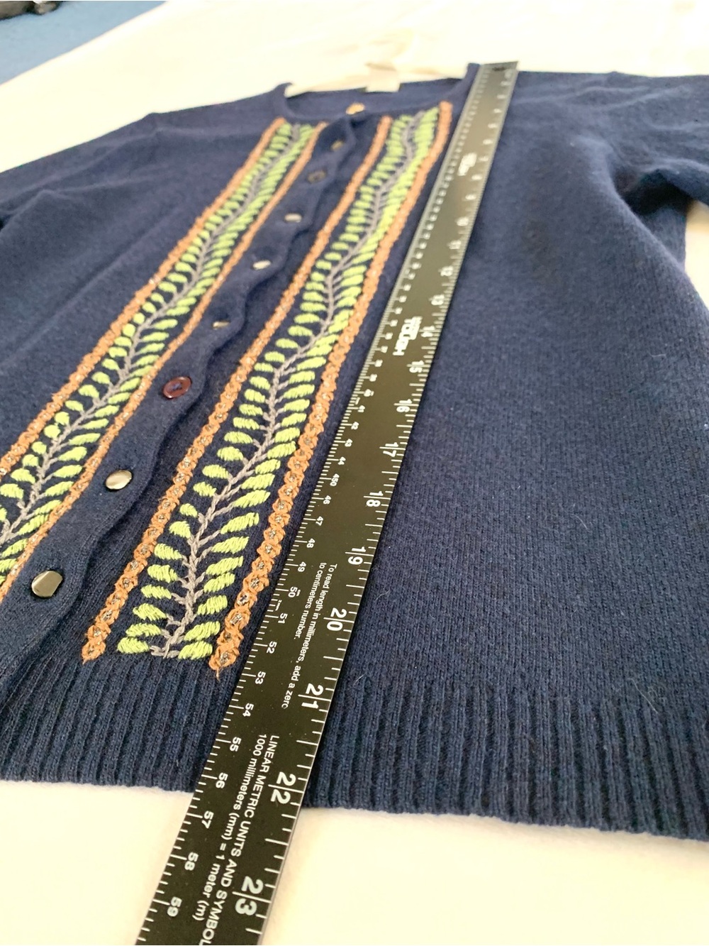 J. Crew Jackie 3/4 Sleeve Embroidered Cardigan. Medium - Picture 5 of 7